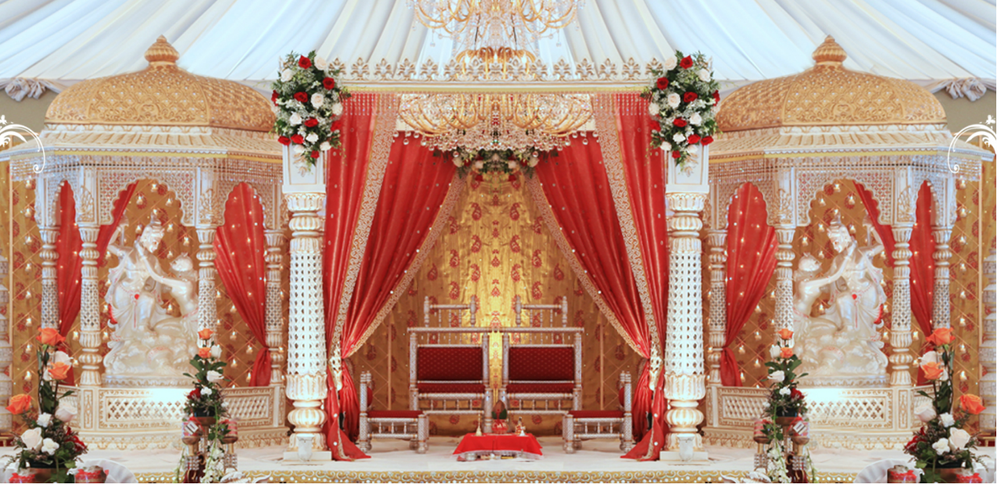 Golden Rajasthani Fiber Wedding Stage